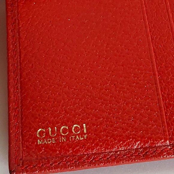 'GUCCI' 'CINGHIALE MACULATO~ROSSO' LEATHER GOLD BUCKLE TRIFOLD WALLET, BOX & BAG - Picture 9 of 16